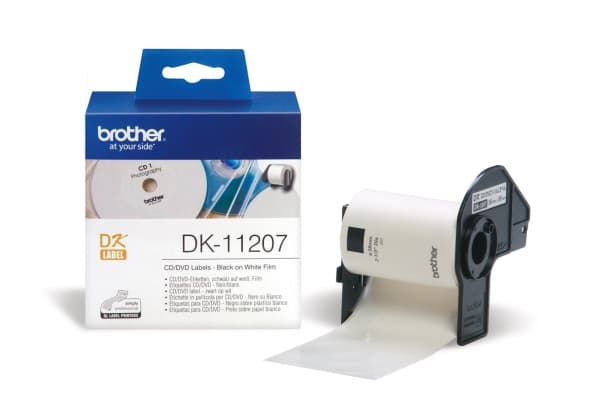 Brother DK-11207 - Svart på hvitt - 100) CD/DVD etiketter - for Brother QL-1050, 1060, 1110, 500, 550, 560, 570, 580, 600, 650, 700, 710, 720, 820