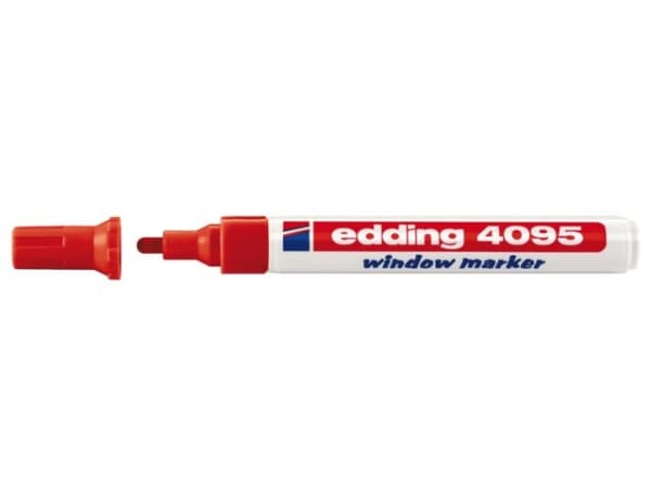 edding 4095 window - Markør - for glass, brett - rød - vannbasert blekk - 2-3 mm