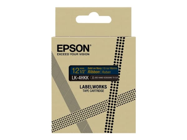 Epson LabelWorks LK-4HKK - Sateng - gull på marineblå - Rull (1,2 cm x 5 m) 1 kassett(er) båndtape - for LabelWorks LW-1000, 300, 400, 600, 700, 900,