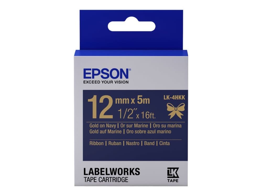 Epson etikettkassett Satinband LK-4HKK guld/marinblå 12 mm (5 m)