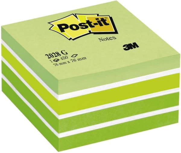 Post-it® Notes kubusblok, pastelgrøn, 76 mm x 76 mm, 450 ark