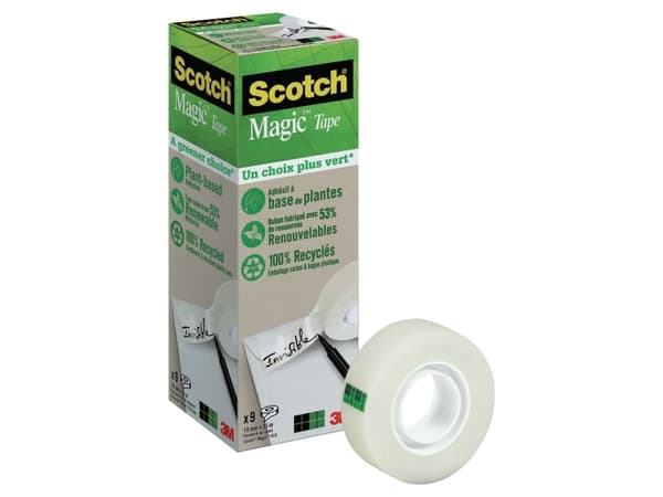 Tape, Scotch Magic, usynlig tape, A Greener Choice, 9 ruller, 19 mm x 33 m