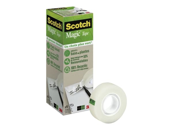 Tape, Scotch Magic, usynlig tape, A Greener Choice, 9 ruller, 19 mm x 33 m
