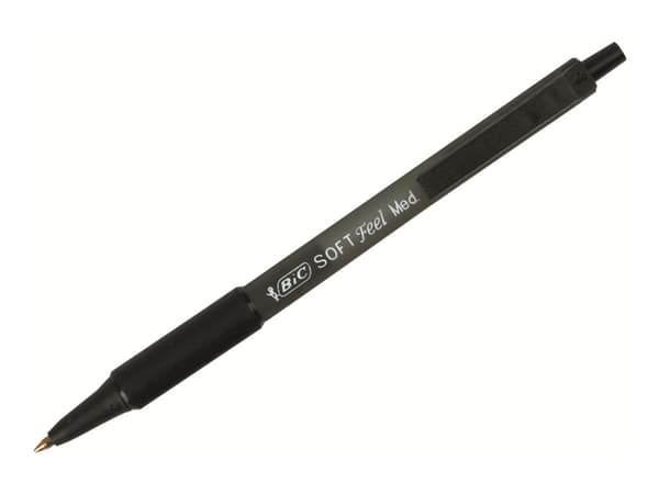 Kuglepen BIC Soft Feel sort - med klikmekanisme - (12 stk.)