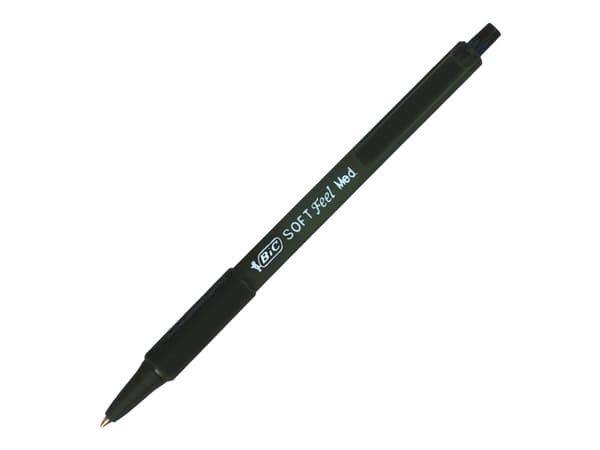 Kuglepen BIC Soft Feel sort - med klikmekanisme - (12 stk.)