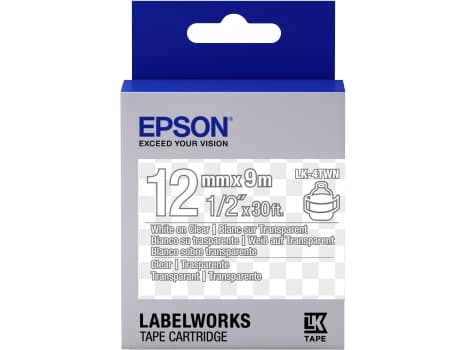 Epson etikettkassett transparent – LK-4TWN klar vit/klar 12/9