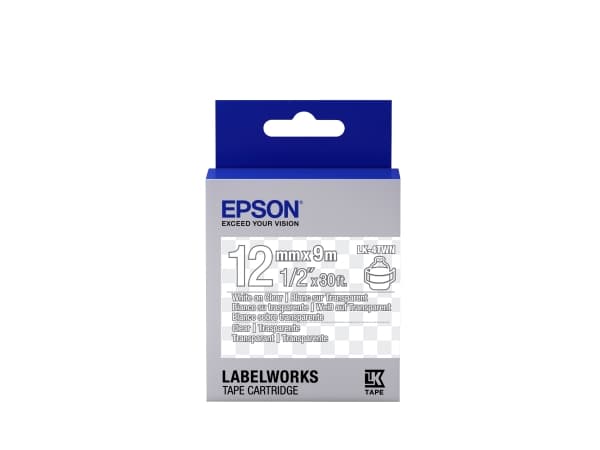 Epson etikettkassett transparent – LK-4TWN klar vit/klar 12/9