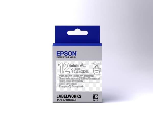 Epson etikettkassett transparent – LK-4TWN klar vit/klar 12/9