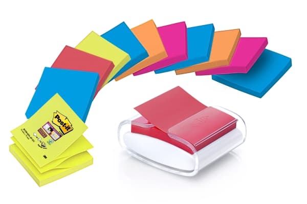 3M Post-it dispenser Pro - inkl. 12 stk. Super Sticky Z-notes 76x76mm Bora Bora