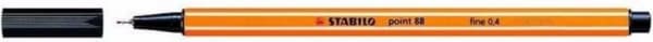 Fineliner Stabilo Point 88 sort 0,4 mm - (10 stk.)