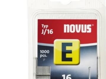 Novus E Typ J J/16, Häftklammersats, Fixering, 1000 klammer, E Typ J, Rostfritt stål, Tyg, Panel