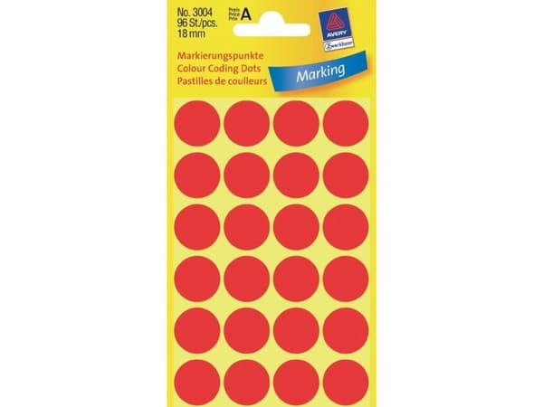 Avery Zweckform - Selv-adhesiv - rød - 18-mm rund 96 etikett(er) (4 ark x 24) runde etiketter