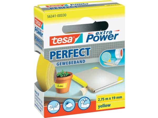 tesa® extra Power stofftape (L x B) 2,75 m x 19 mm gul 56341-30-2 Innhold: 1 rull(er) (56341-30-2)