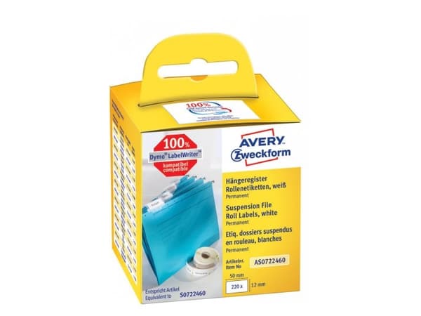 Avery Zweckform - Papir - permanet adhesiv - hvit - 12 x 50 mm 220 etikett(er) (1 rull(er) x 220) rektangulære etiketter