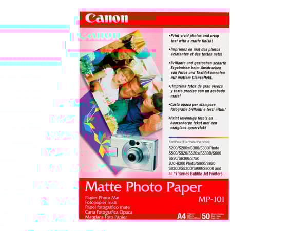 Canon MP-101 - Matt - A4 (210 x 297 mm) 50 ark fotopapir - for PIXMA iP90, iX7000, MG8250, MP490, MP550, MP560, MP960, MX330, PRO-1, PRO-10, 100, TS7