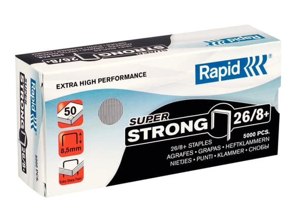 Hæfteklamme Rapid Super Strong 26/8 galvaniseret stål (5000 stk.)