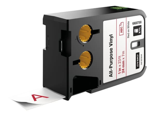 DYMO XTL All-Purpose - Vinyl - rød på hvid - Rulle (2,4 cm x 7,5 m) 1 rulle(r) etiketteri - XTL 300, 500 -laitteille