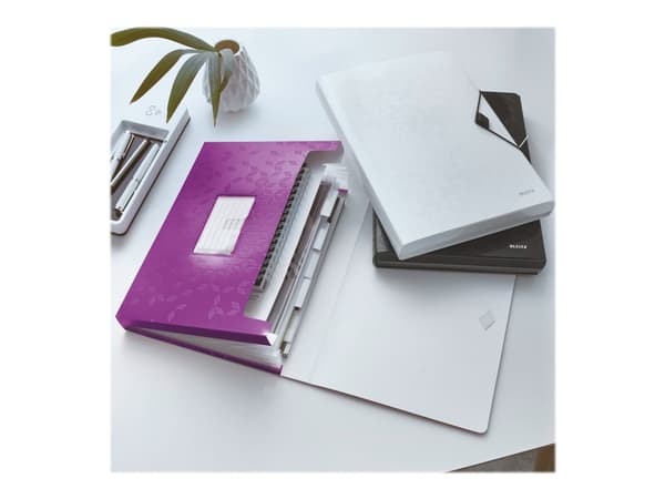 Leitz WOW - Dokumentmappe - kan utvides - 6 rom - 6 deler - for A4 (210 x 297 mm) - med fliker - metallisk purpur