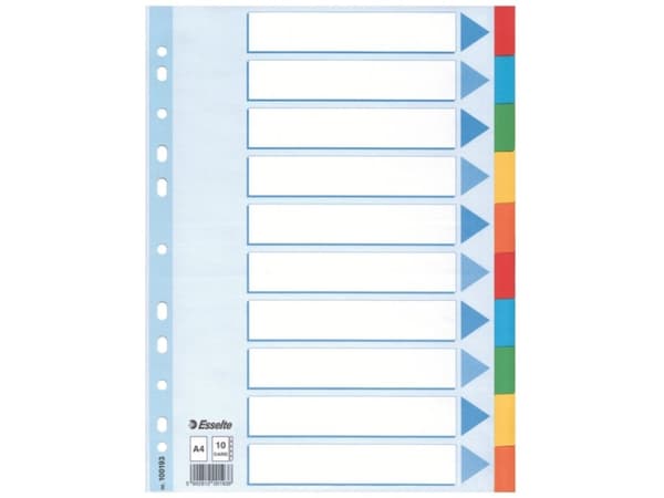 Esselte Multicoloured Card Divider, Monivärinen, A4, 225 mm, 3 mm, 297 mm, 125 g