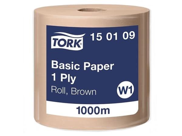 Aftørringspapir Tork Basic W1 brun 1-lags 1000m 150109