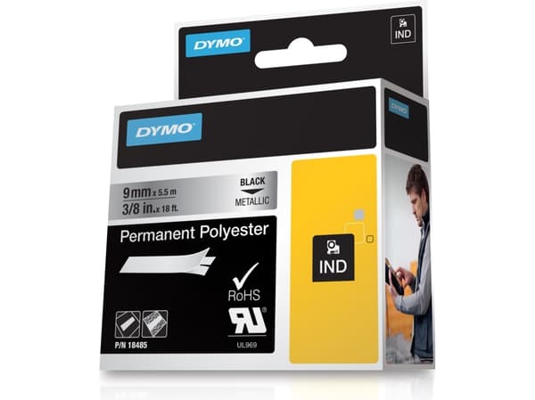 DYMO RhinoPRO Permanent Polyester - Polyester - permanent häftning - metallic - Rulle (0,9 cm x 5,5 m) 1 kassett(er) tejp - för Rhino 4200, 6000, 600