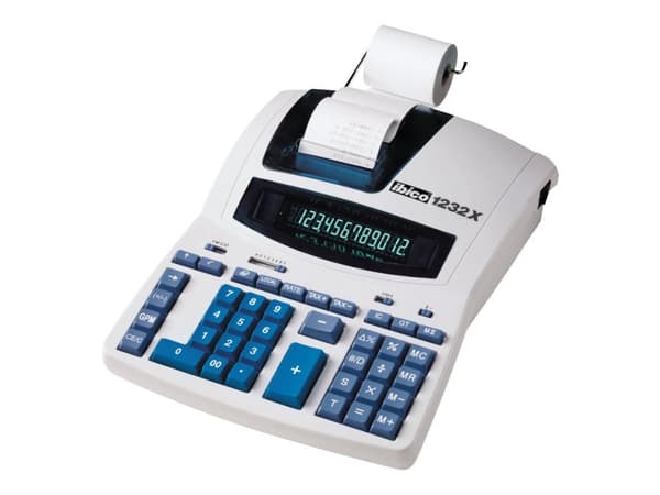 Rexel Ibico Professional 1232X - Utskriftskalkulator - VFD - 12 sifre - AC-adapter - hvit, blå