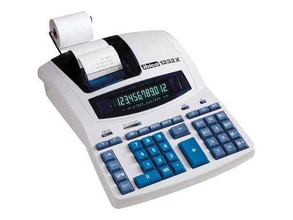 Rexel Ibico Professional 1232X - Utskriftskalkulator - VFD - 12 sifre - AC-adapter - hvit, blå