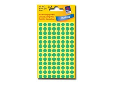 Avery - Grønn - 8-mm rund 416 etikett(er) (4 ark x 104) merkelapper