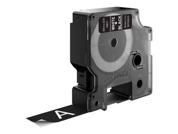 DYMO D1 - Självhäftande - vitt på svart - Rulle (1,9 cm x 7 m) 1 kassett(er) etiketttejp - för LabelMANAGER 360, 400, 420, 450, 500, PC, PC2, Wireles
