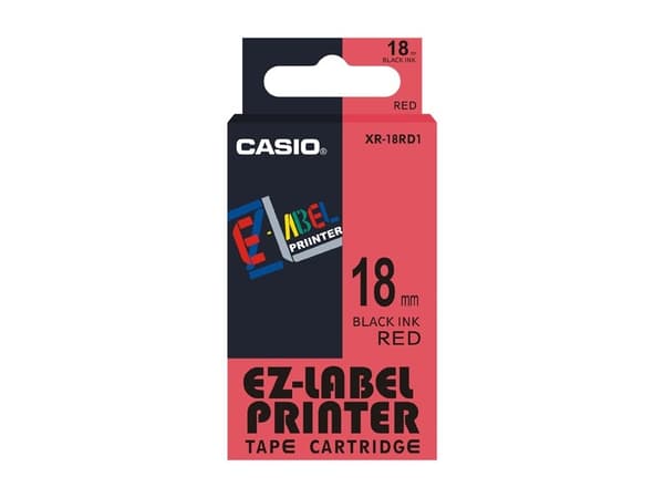 Casio XR-18RD1, Musta punaisella, Musta, 1,8 cm, 8 m, Laatikko
