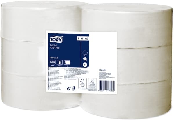 Toiletpapir Tork T1 Advanced Jumbo 1-lag 500m (karton á 6 ruller)