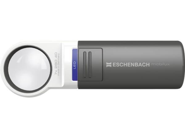 Eschenbach 15117 Mobilux Håndlup med LED-belysning Forstørrelsesfaktor: 7 x Linsestørrelse: (Ø) 35 mm Antracit/alpinhvid