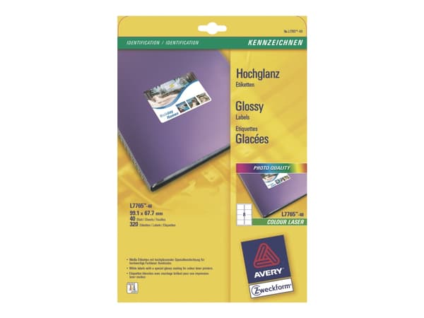 Avery - Blank - glättat - 67.7 x 99.1 mm 40 stk (5 ark x 8) fotoetiketter