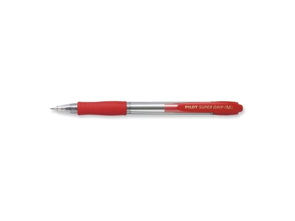 Kuglepen, Pilot Super Grip, 1 mm, medium, rød, pakke a 12 stk