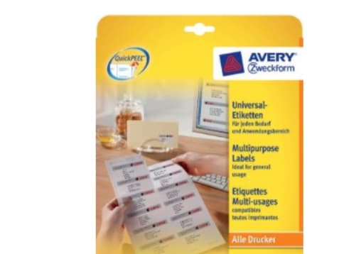 Avery Zweckform Universal - Hvit - 21,2 x 38 mm 1625 etikett(er) (25 ark x 65) etiketter