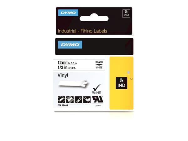 DYMO - Vinyyli - valkoinen - Rulla (1,2 cm x 5,5 m) 1 rulla tarroja - Rhino 4200, 6000, 6000 Hard Case Kit; RhinoPRO 5000, 5000 Hard Case Kit -laitte