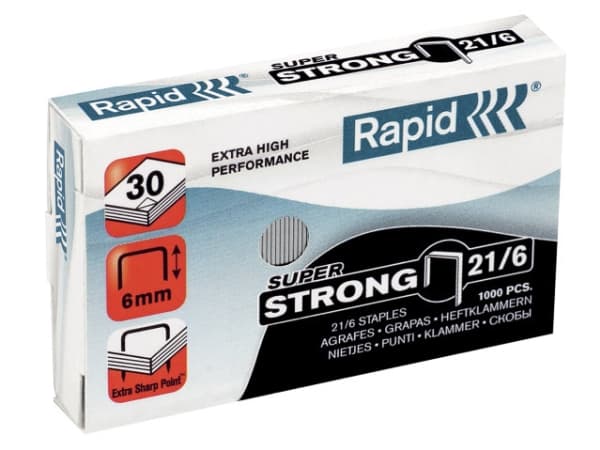Hæfteklammer 21/6 Rapid Super Strong - (1000 stk.)