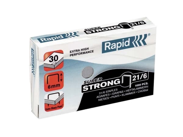 Hæfteklammer 21/6 Rapid Super Strong - (1000 stk.)