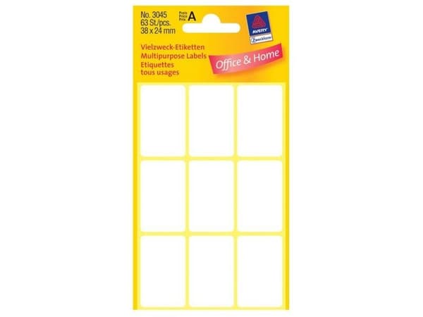 Etiket Avery 3045 hvid 38x24 mm