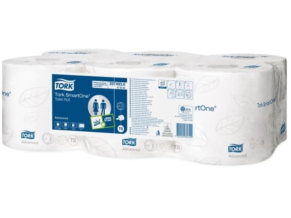 Toiletpapir Tork SmartOne T8 2-lag 207 m Hvid,6 rl/krt