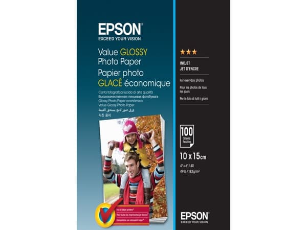 Epson Value - Blank - 100 x 150 mm - 183 g/m² - 100 ark fotopapir - for Epson L382, L386, L486; Expression Home HD XP-15000; Expression Premium XP-90