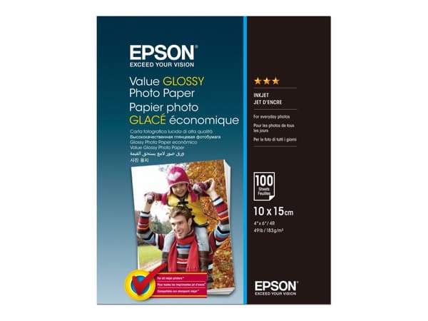Epson Value - Blank - 100 x 150 mm - 183 g/m² - 100 ark fotopapir - for Epson L382, L386, L486; Expression Home HD XP-15000; Expression Premium XP-90