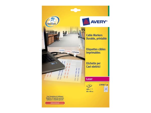 Avery L7950 - Polyester - blank - hvit - 60 x 40 mm 24 etikett(er) (1 ark x 24) filmetiketter