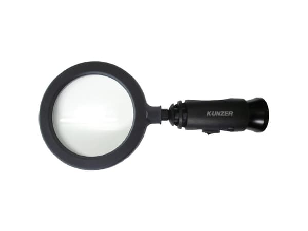 Kunzer 7LL01 Käsisuurennuslasi LED-valaistuksella Linssin koko: (Ø) 90 mm Musta