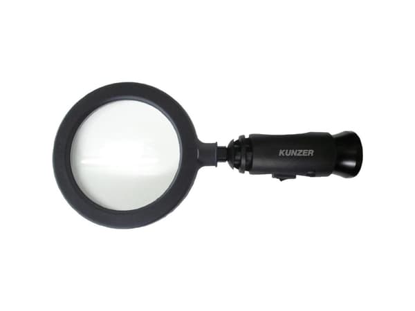 Kunzer 7LL01 Käsisuurennuslasi LED-valaistuksella Linssin koko: (Ø) 90 mm Musta