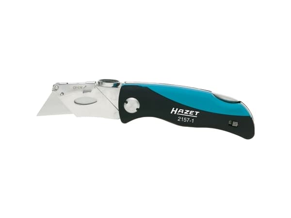 HAZET 2157-1, Klappkniv med lås, ABS syntetisk, Sort, Blå, 16 cm, 170 g