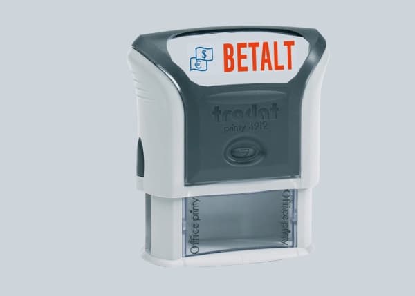 Stempel Trodat Printy 4912 blå/röd text 'Betalt'