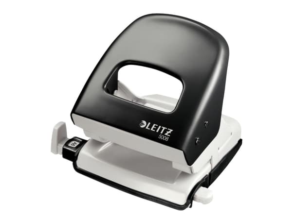 Hulapparat Leitz 5008 sort 2-huls med skinne - til 30 ark