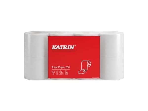 Toiletpapir Katrin Classic 200 2-lags hvid 25m - (64 ruller pr. karton)