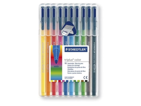Fiberpen Staedtler 323 SB10 Triplus Color 1,0 mm ass. farver - (10 stk.)